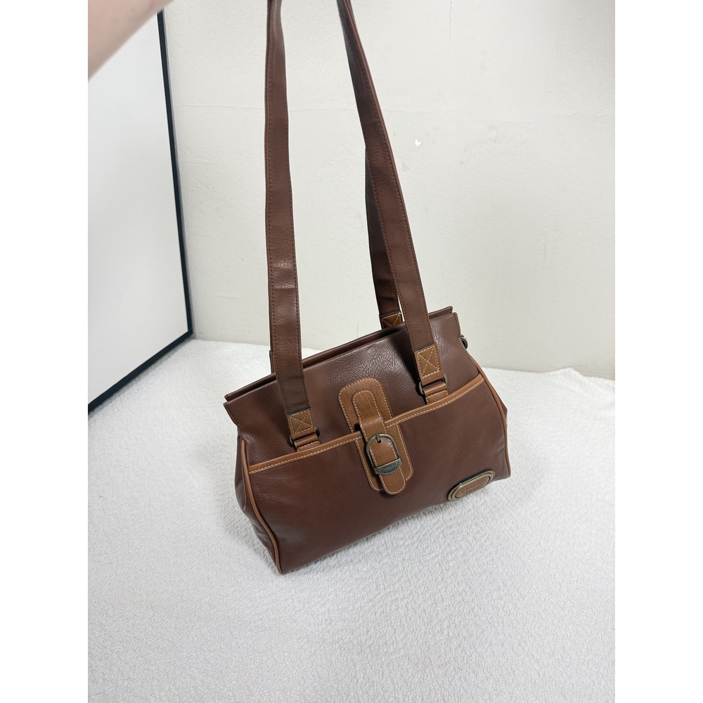 Cypress Woods Brown Shoulder Bag Purse Buckle Multi Pocket Y2K Vintage Style